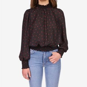Sanctuary black ruffle neck long sleeve top